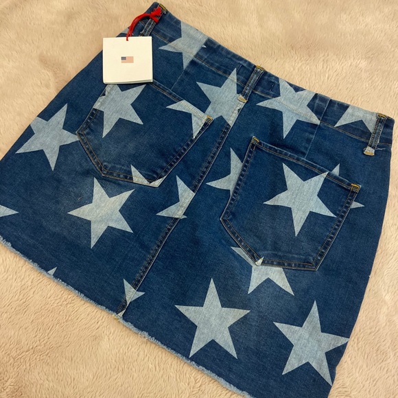 Denim Mini Skirt, Star printed - Picture 3 of 5